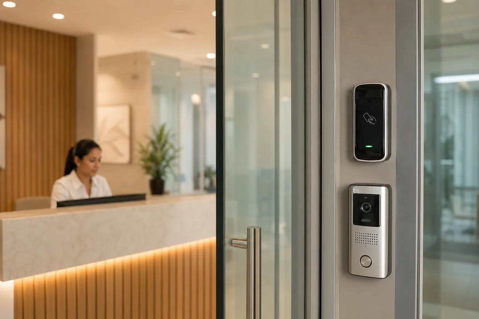 Control de acceso y videoportero en la recepción de una oficina profesional
